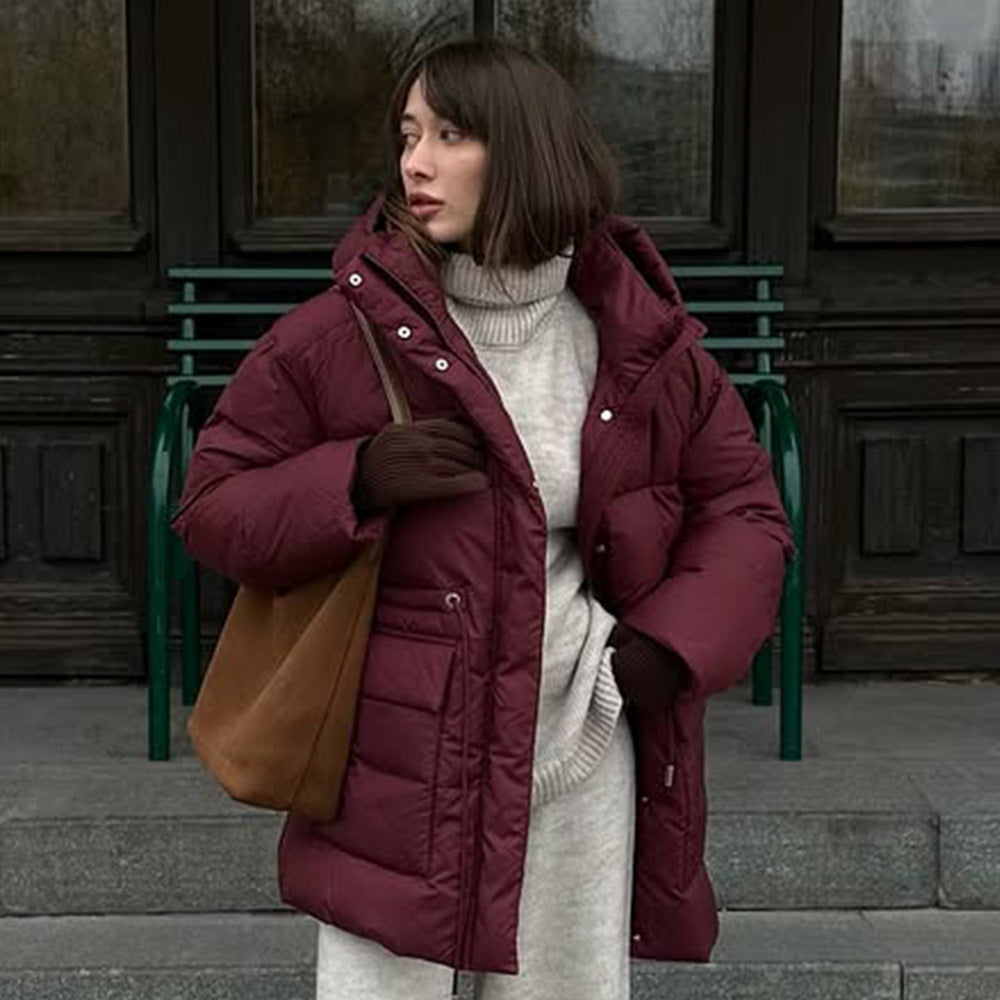 Veste en coton à capuche rouge vin