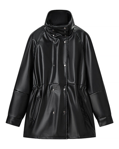 Noctéra – Veste en Similicuir Manches Lanternes