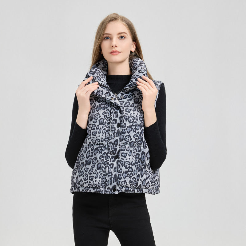 Gilet en coton à col montant imprimé