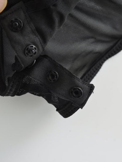 VÉRANIA — Body Corset en Dentelle Noir à Manches Longues