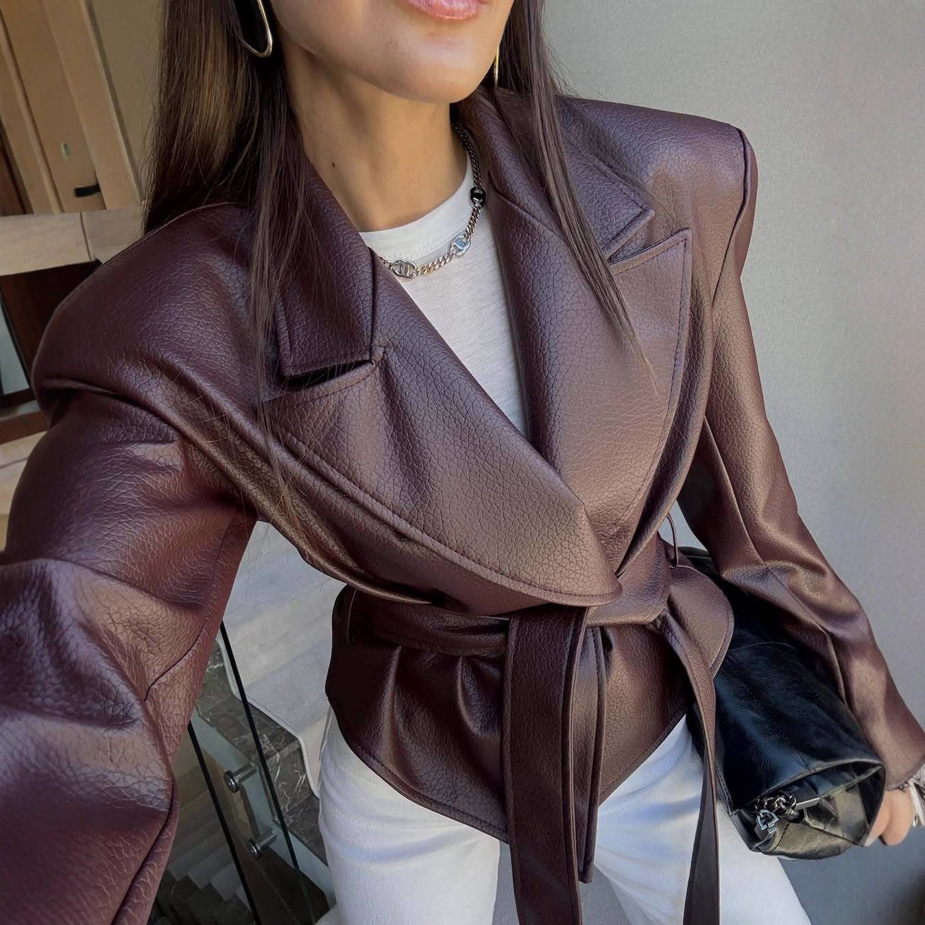 Valéria – Veste en Cuir PU Intemporel