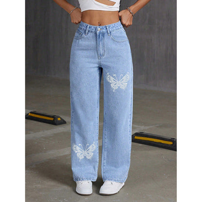 Papillia – Jean Wide Leg à Motif Papillon