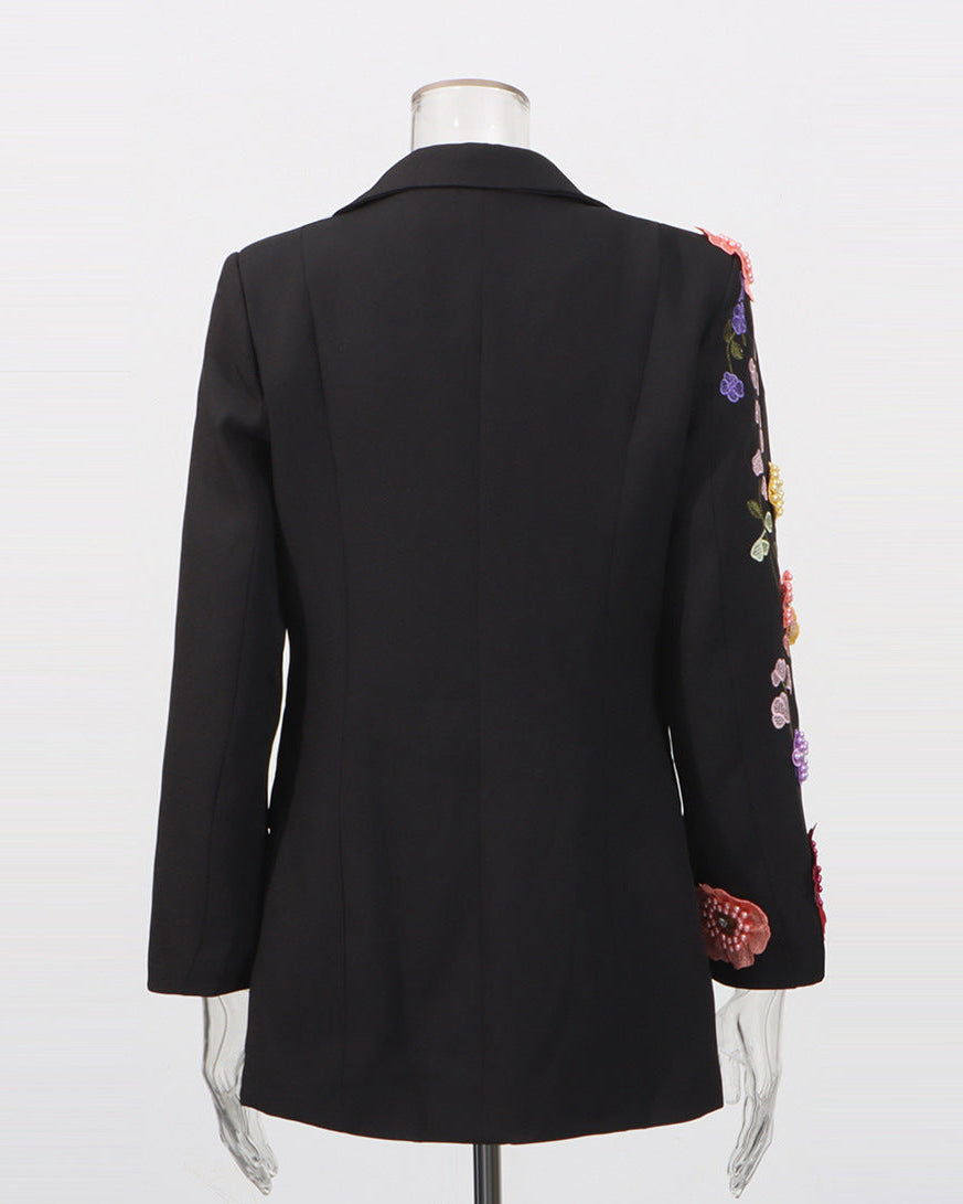 Amelina -Blazer Brodé à Fleurs 3D