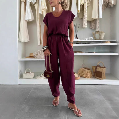 Ensemble Femme – Haut Raglan & Pantalon Soie Glacée