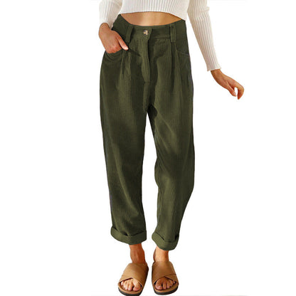 Pantalon Droit Femme en Velours Côtelé