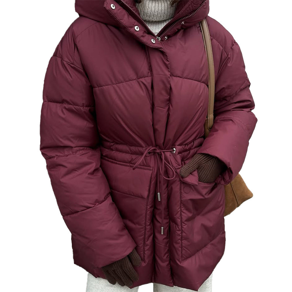 Veste en coton à capuche rouge vin