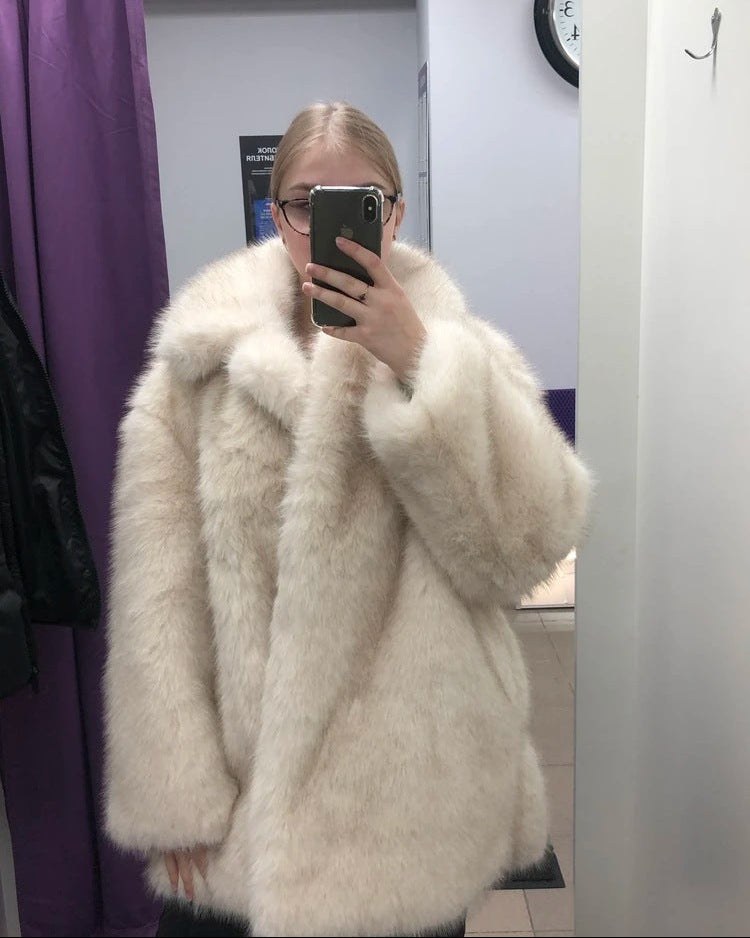 FURLÉA — Manteau Mi-Long en Fausse Fourrure