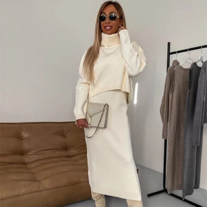 Ensemble 2 Pièces – Pull Col Roulé & Robe