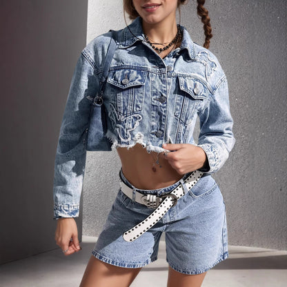 Denoria – Veste en Denim Rétro Ajustée
