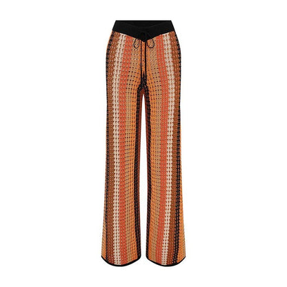 Costume pour femme, pantalon tricoté à rayures vintage
