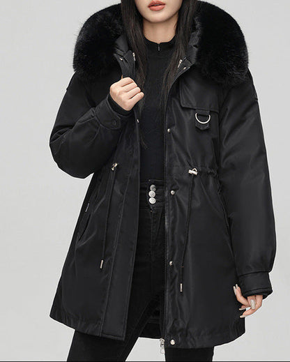 Veste Courte Élégante à Col en Fourrure – Style Urbain Chic