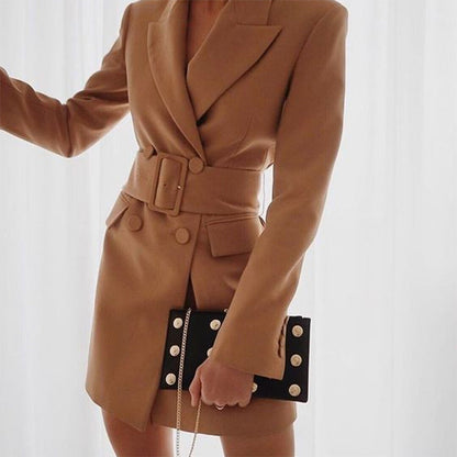 MERALIA — Veste Longue Slim à Double Boutonnage