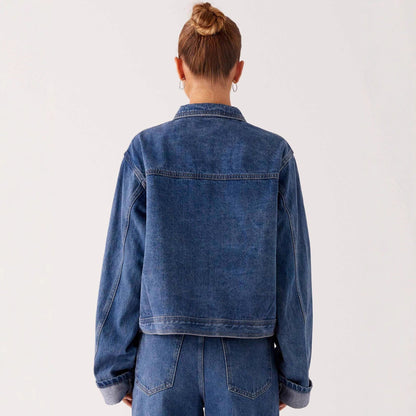 Denara – Veste Denim Casual à Col Revers