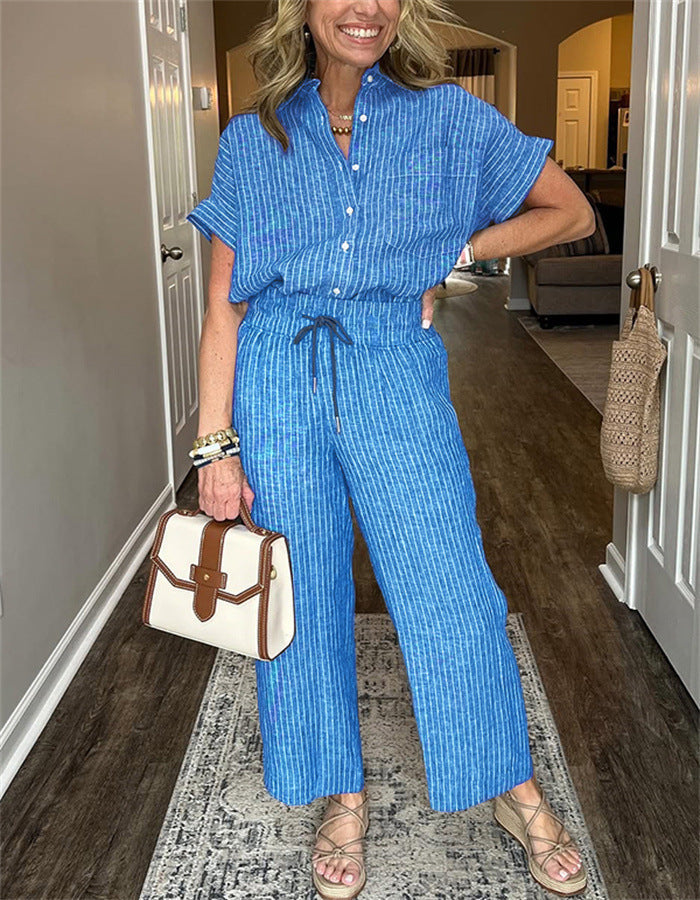 Ensemble – Chemise à Lacets & Pantalon Long