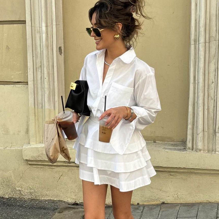 Ensemble Chic Femme – Chemise & Jupe Courte