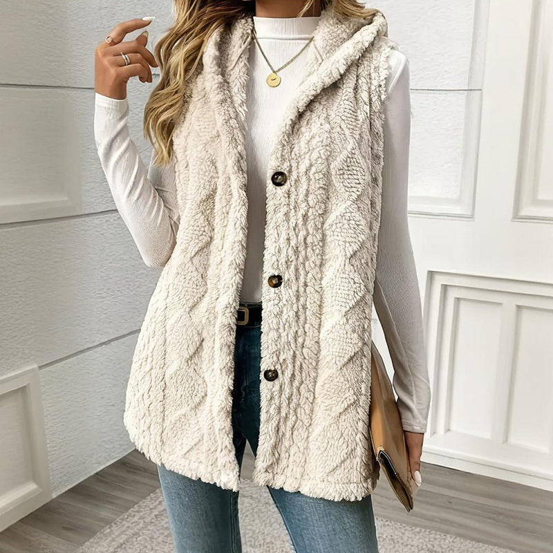Gilet Sans Manches Texturé à Capuche