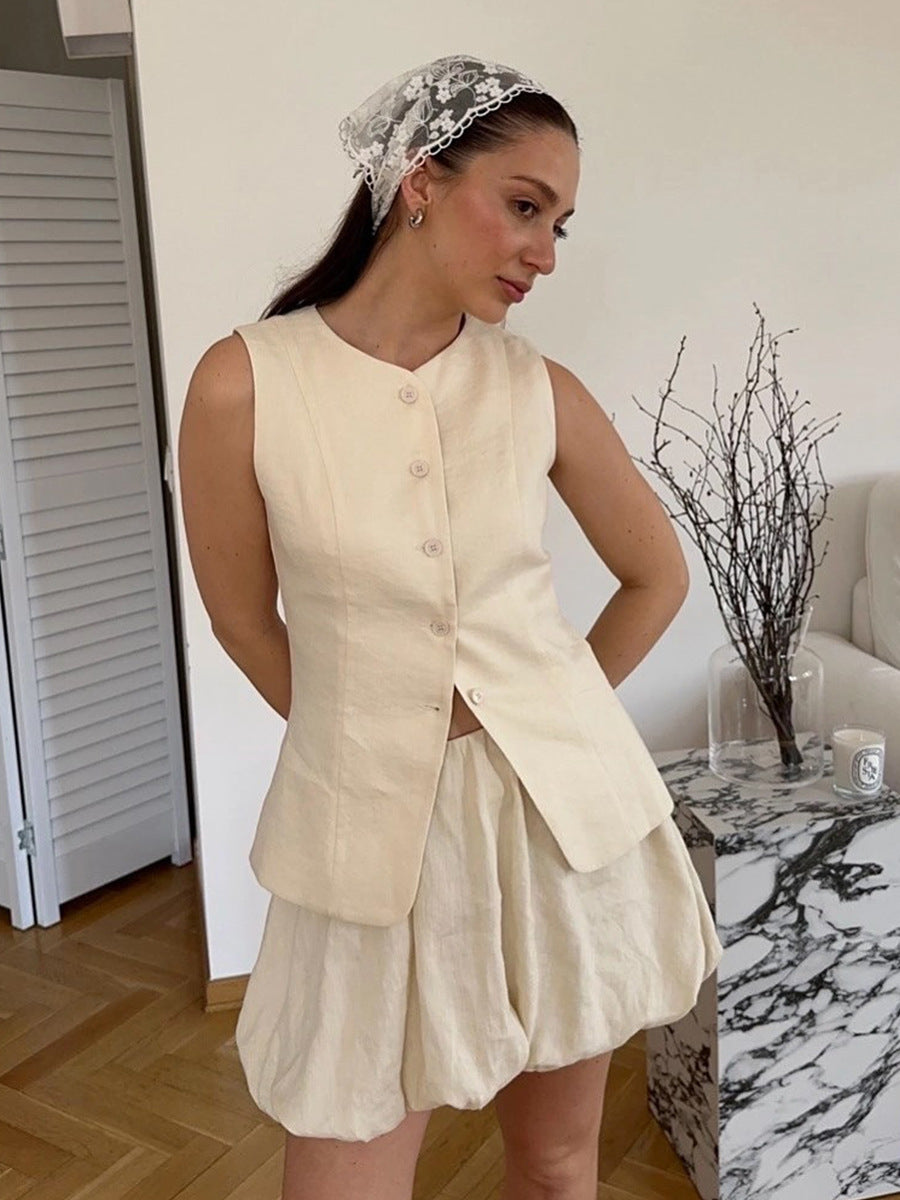 LINA — Ensemble Veste Sans Manches & Jupe Boule