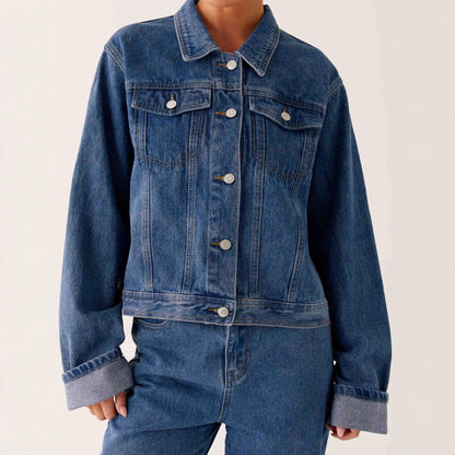 Denara – Veste Denim Casual à Col Revers