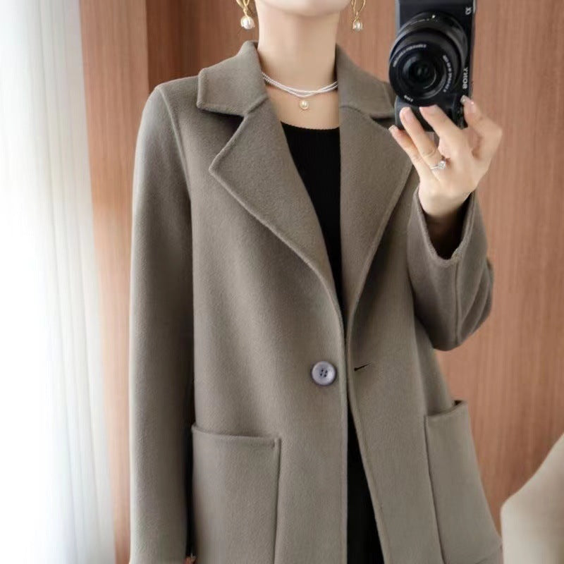 Manteau mi-long en laine, style décontracté chic