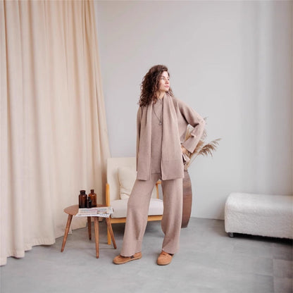 Ensemble pull tricoté et pantalon large