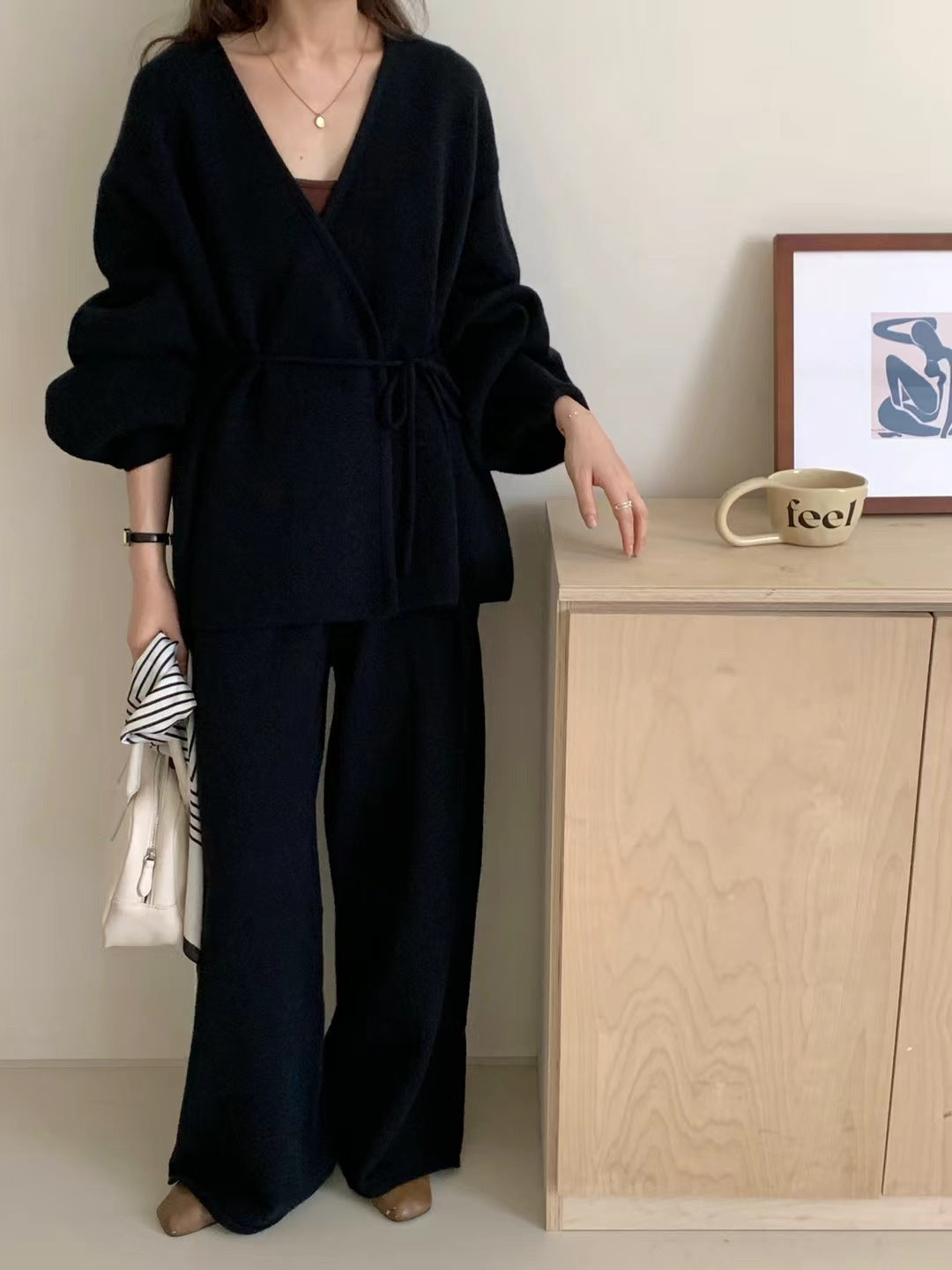 Ensemble  cardigan tricoté et pantalon