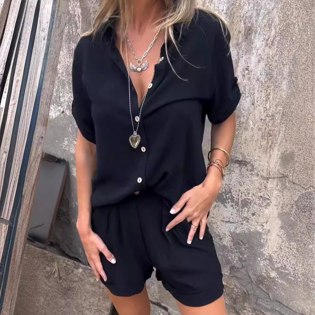 Ensemble Mode Femme – Chemise à Revers & Short