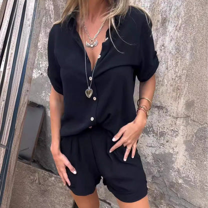 Ensemble Mode Femme – Chemise à Revers & Short