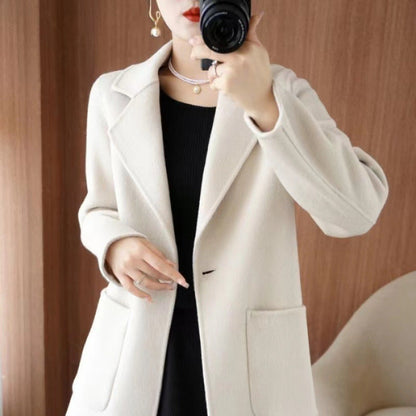 Manteau mi-long en laine, style décontracté chic