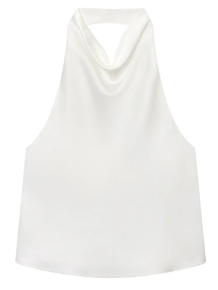 ALÉSIA — Top en Satin à Col Bénitier