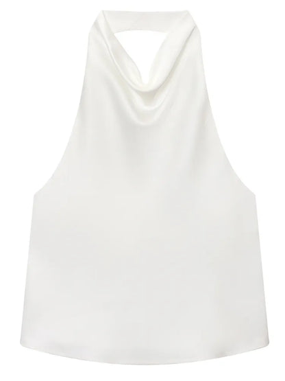 ALÉSIA — Top en Satin à Col Bénitier