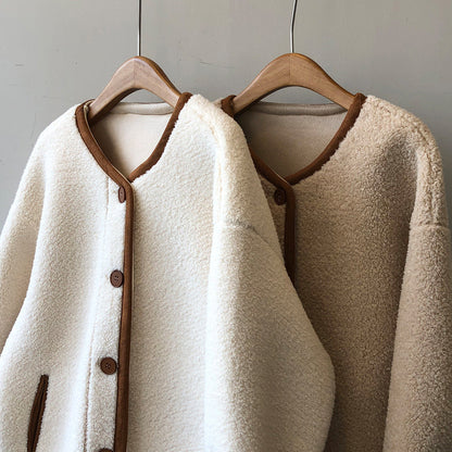 Manteau en laine avec fourrure polaire
