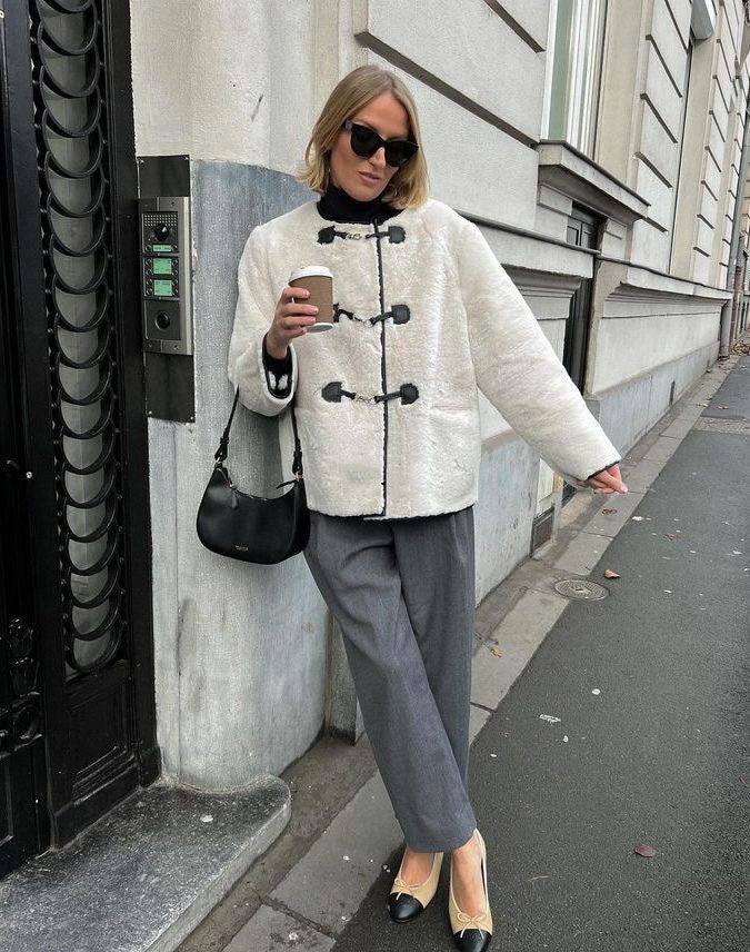 Manteau en laine chenille rétro