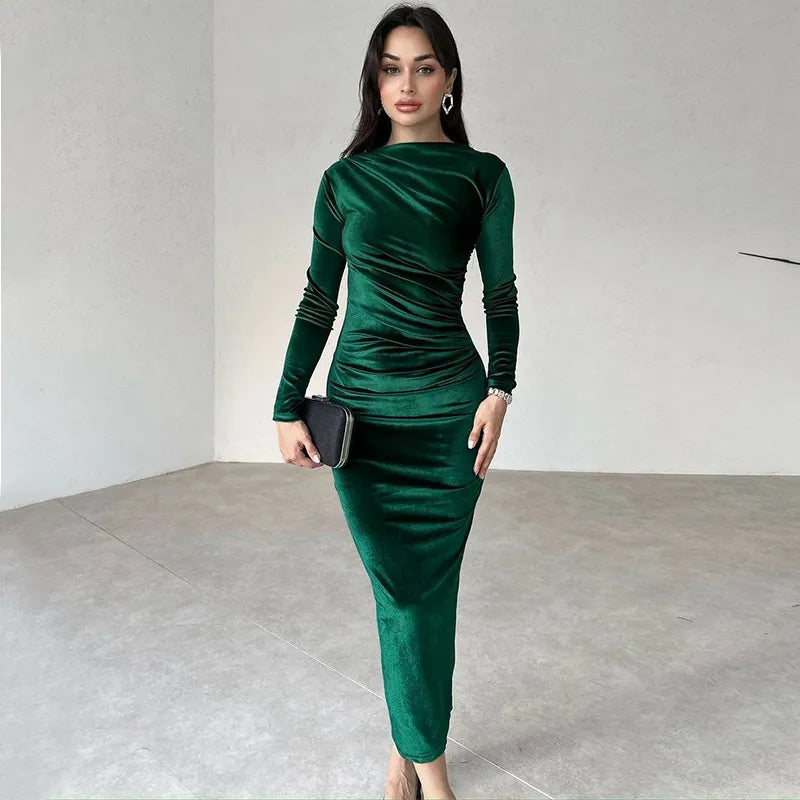 ÉMÉRALIA — Robe Velours Élégante