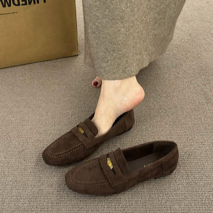 Chaussures Femme en Suédine – Bout Rond & Semelle Plate