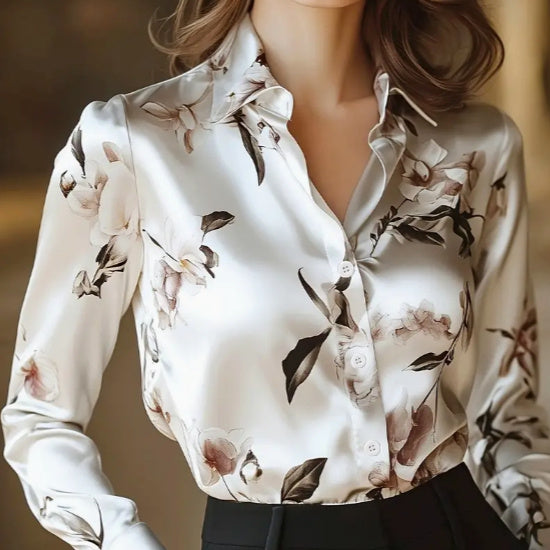 Haut Femme Élégant – Satin Blanc Moderne