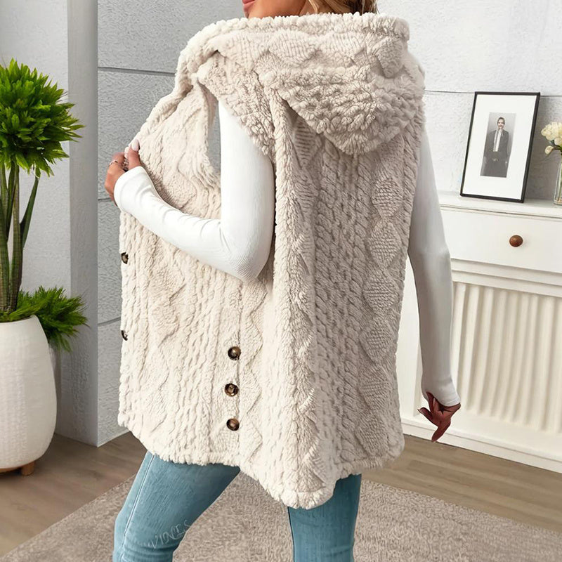 Gilet Sans Manches Texturé à Capuche
