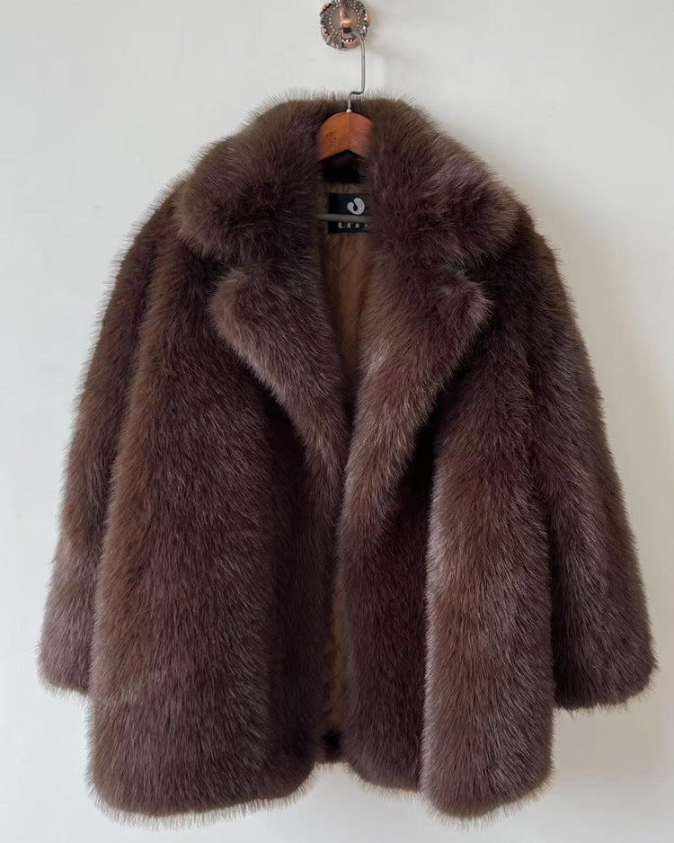 FURLÉA — Manteau Mi-Long en Fausse Fourrure