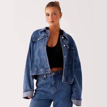 Denara – Veste Denim Casual à Col Revers