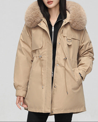 Veste Courte Élégante à Col en Fourrure – Style Urbain Chic