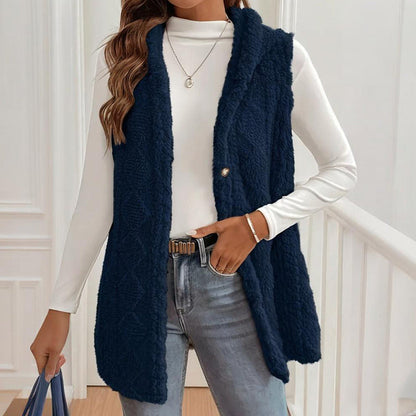 Gilet Sans Manches Texturé à Capuche