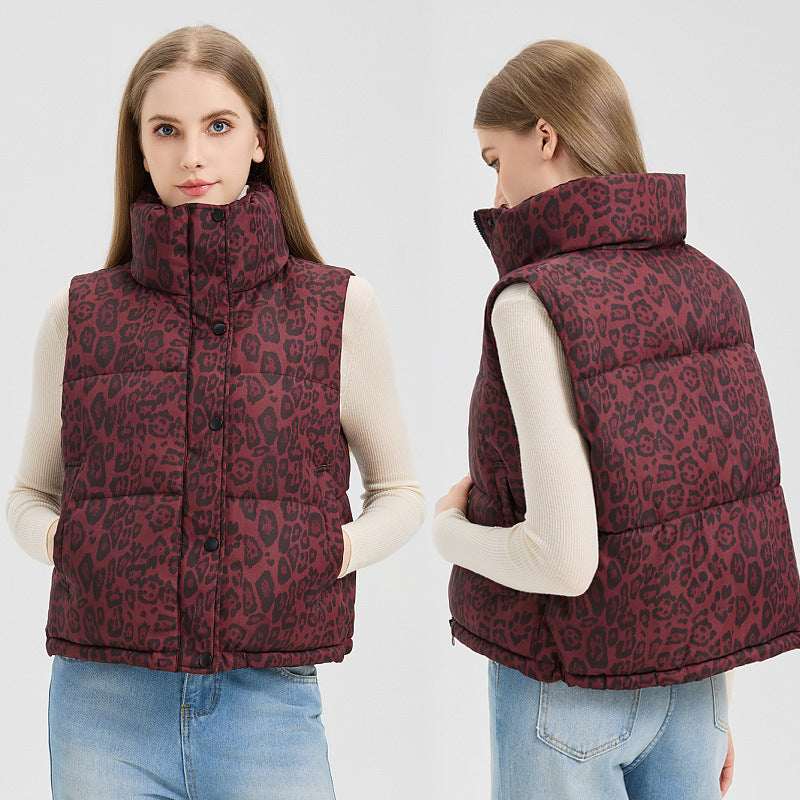 Gilet en coton à col montant imprimé