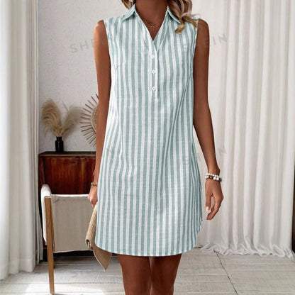 AZÉLINA — Robe Chemise Rayée Élégante