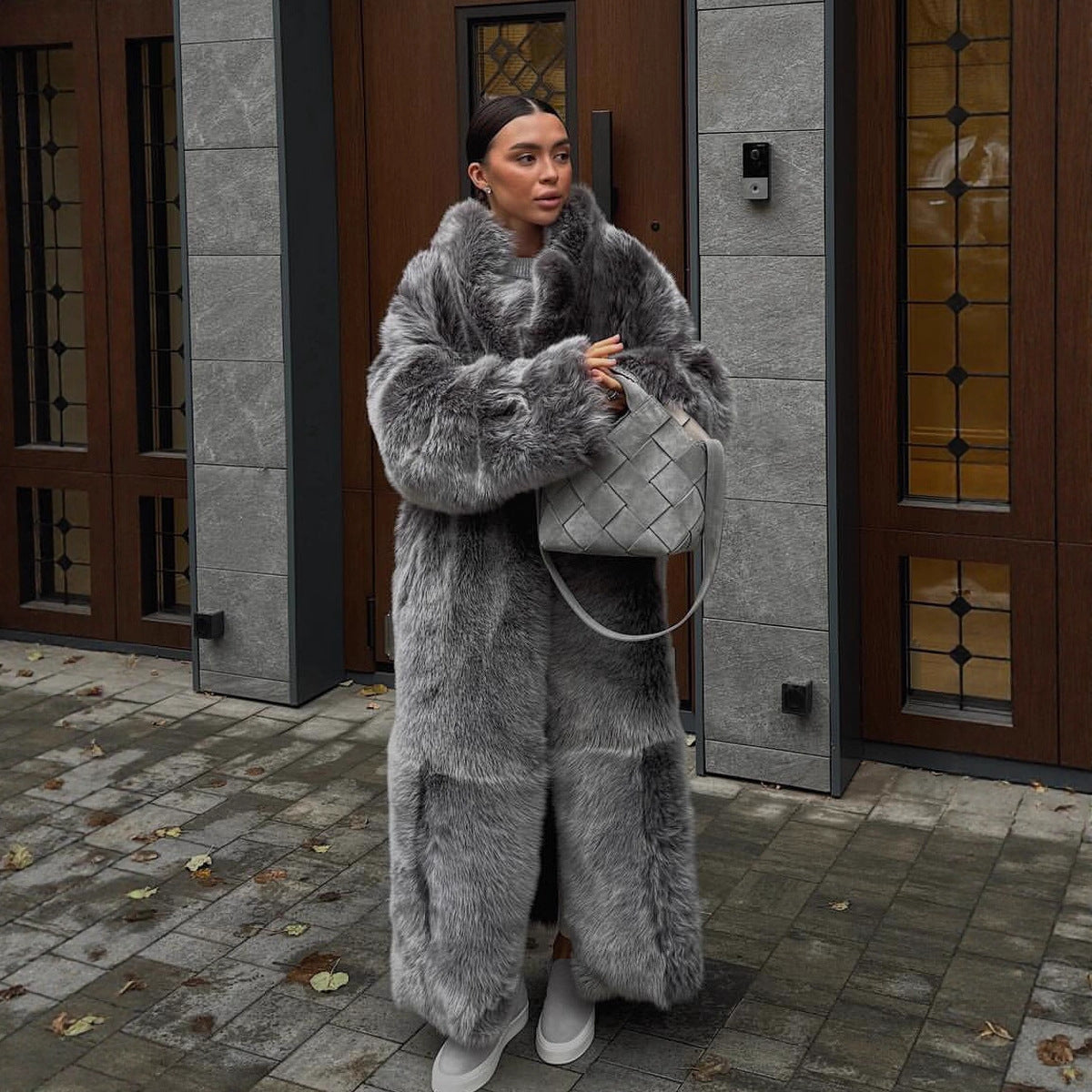 Manteau Long en Fausse Fourrure