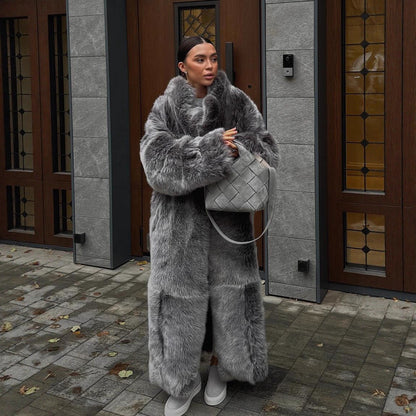 Manteau Long en Fausse Fourrure