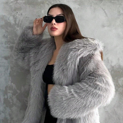 Veste Courte en Fausse Fourrure – Chic