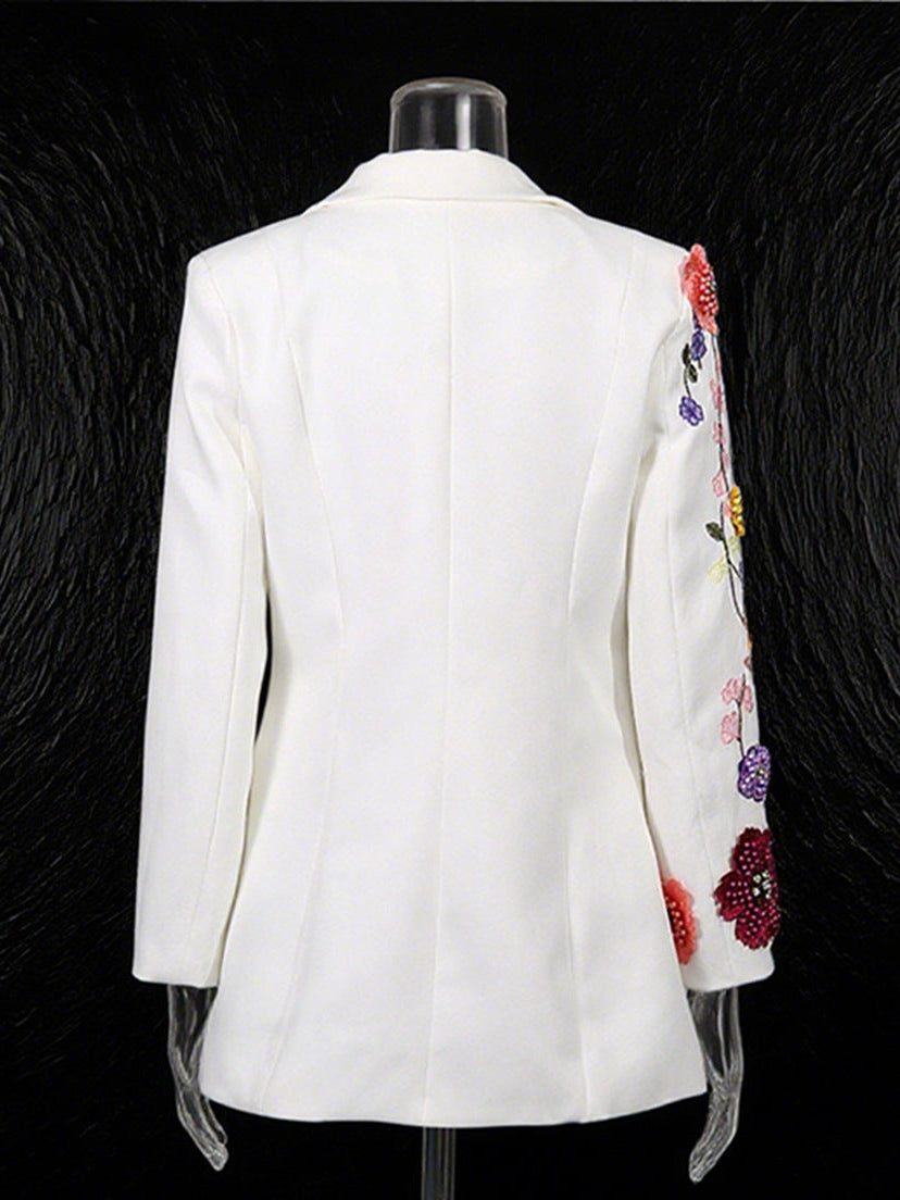 Amelina -Blazer Brodé à Fleurs 3D