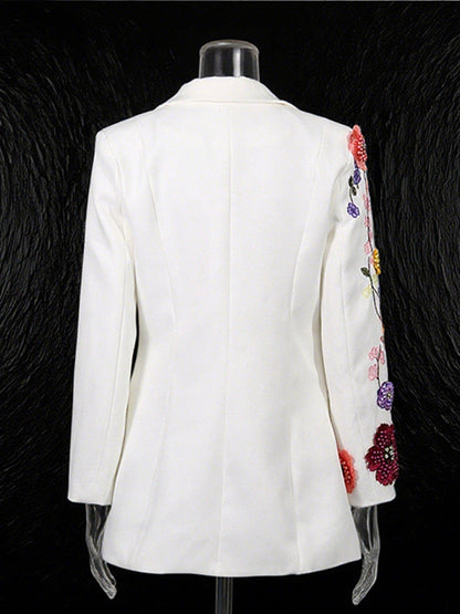 Amelina -Blazer Brodé à Fleurs 3D
