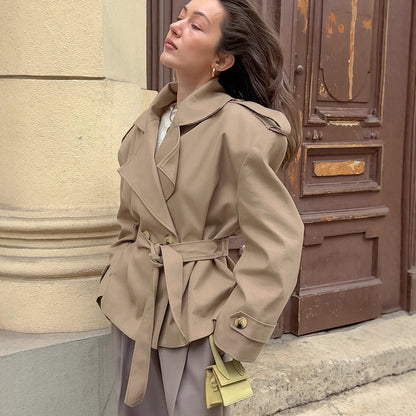 Trench-coat mi-long kaki tendance
