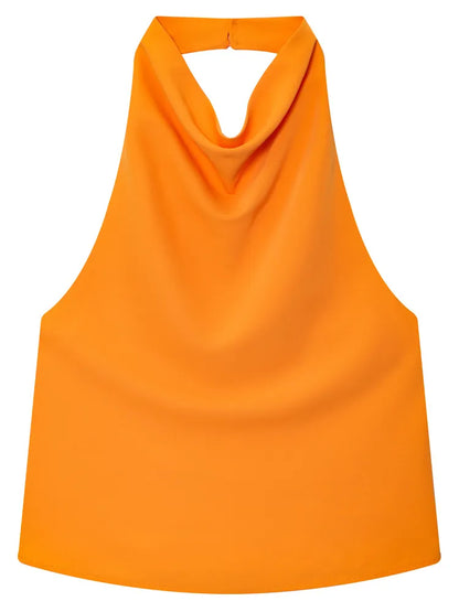 ALÉSIA — Top en Satin à Col Bénitier