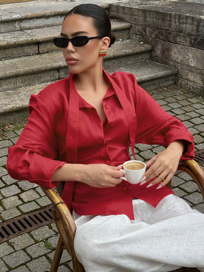 LÉA — Chemise Fluide à Col Noué